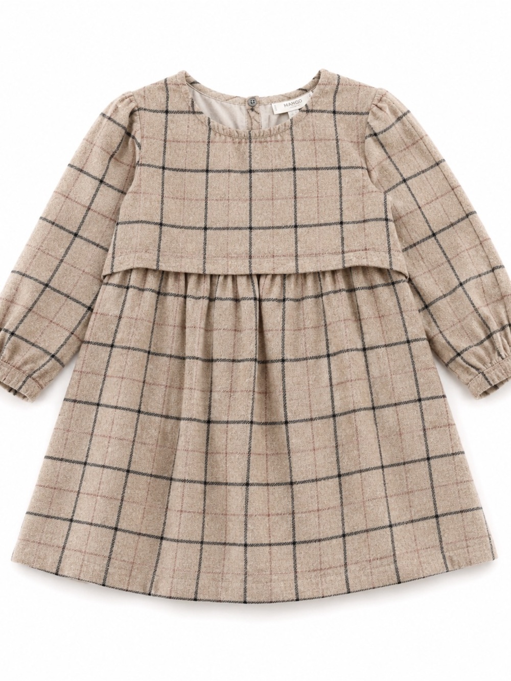 Mango Kids Windowpane Check Cotton Dress